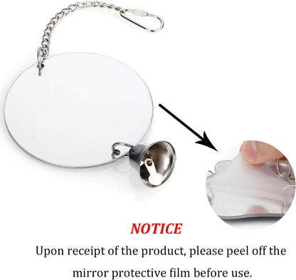 Hypeety Pet Bird Mirror Toy with Bells Hanging Toy for Parakeet Cockatiel Conure Lovebirds Finch