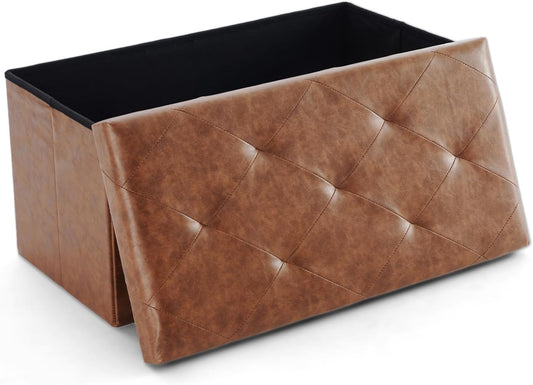 Sweetcrispy 30 Inches Folding Ottoman with Storage Bench, Foot Rest Stool, End of Bed Storage Bench