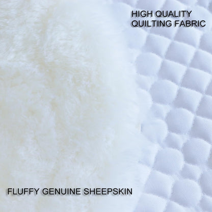 Woolous Dressage Saddle Pad, English Saddle Pad with Sheepskin Trim, Lambskin Wool Fleece Lining