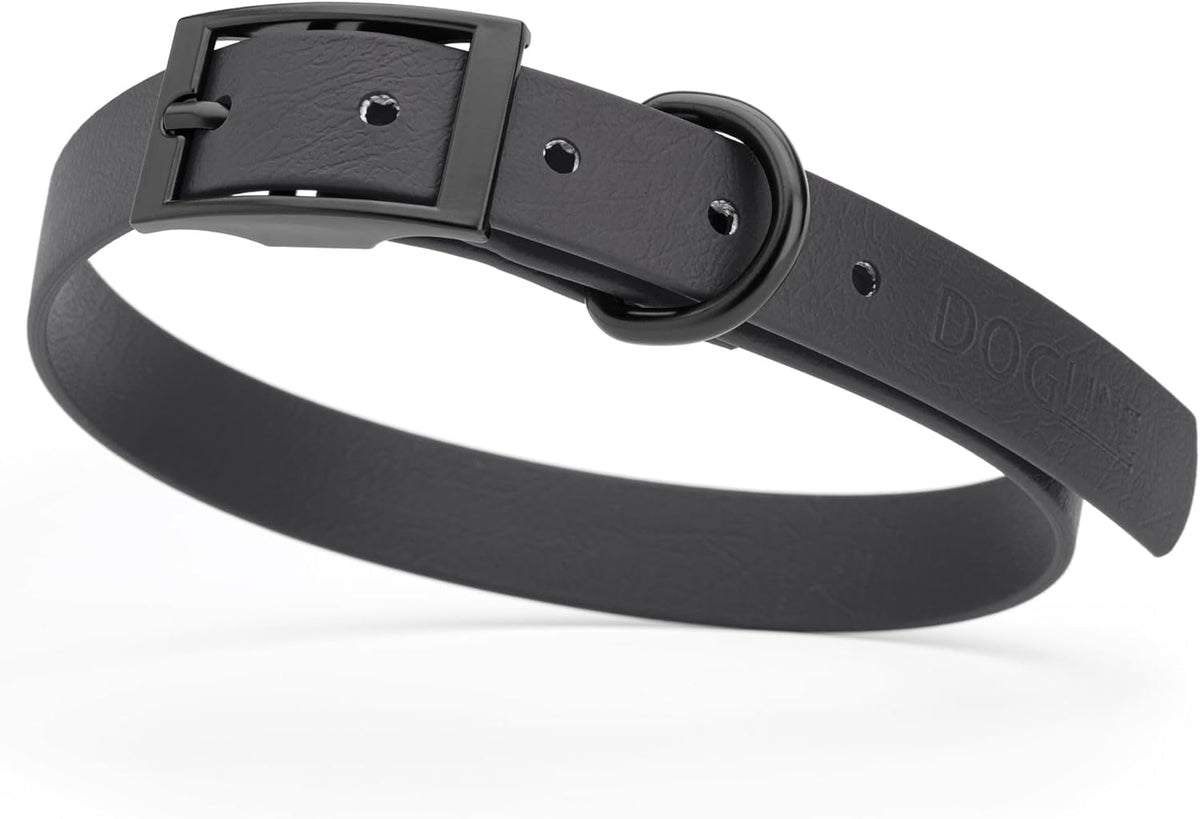 Dogline Biothane Waterproof Dog Collar Strong Coated Nylon Webbing with Black Hardware Odor- Proof