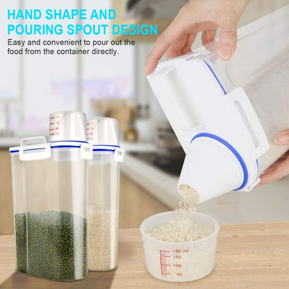 Rice Airtight Dry Food Storage Containers, BPA Free Plastic Sealed Holder Bin Dispenser with