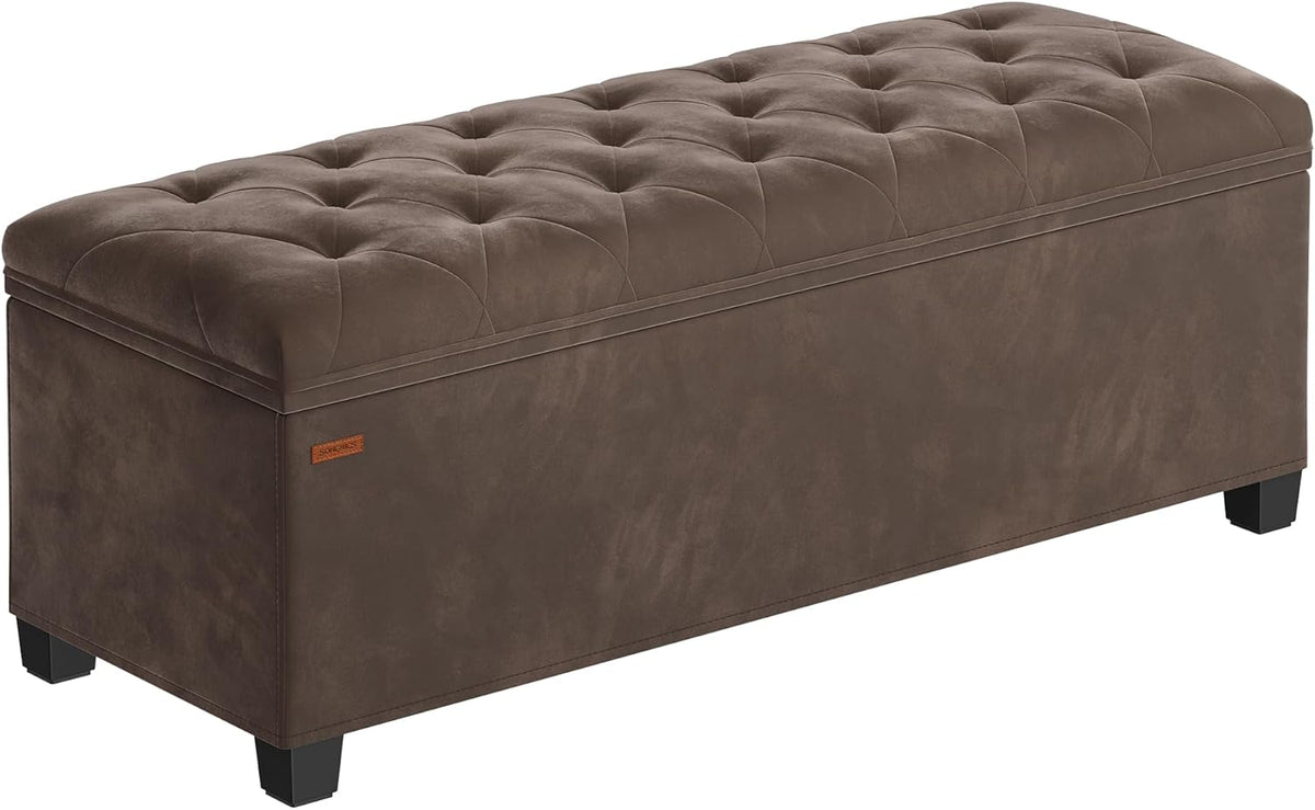 SONGMICS Velvet Storage Ottoman Bench, Foot Rest with Legs, 15.7 x 43 x 15.7 Inches, End of Bed