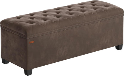 SONGMICS Velvet Storage Ottoman Bench, Foot Rest with Legs, 15.7 x 43 x 15.7 Inches, End of Bed