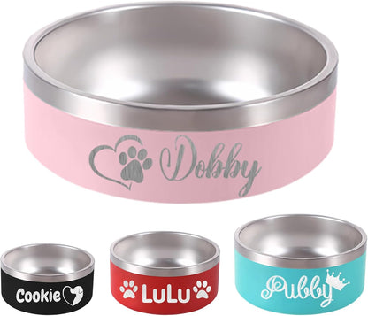 Personalized Dog Bowl Laser Engraved Custom Pet Name 18/32/42/64 oz No Slip Stainless Steel