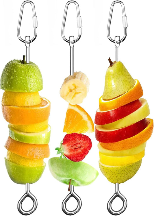 Bird Cage Food Holder Parrot Fruit Vegetable Skewer Bird Cage Feeder Foraging Toy for Parakeet