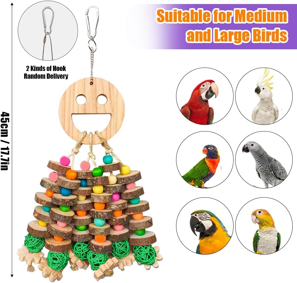 Large Parrot Toys, Multi-Color Wooden Block with Halloween Shape Bird Chewing Toy for Macaws