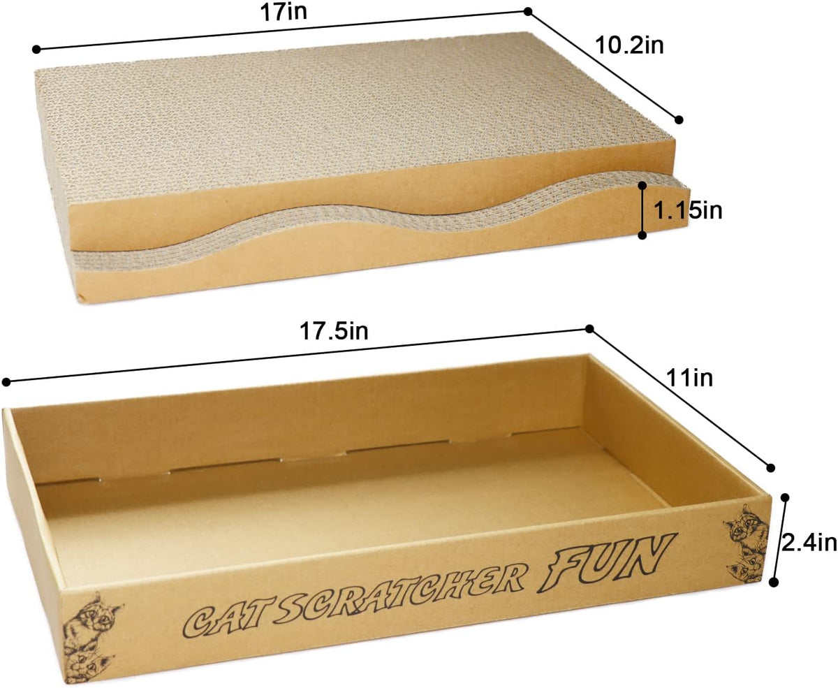Cat Scratch Pad Cardboard Scratcher Box,2PCS in 1 Scratching Board for Indoor Cats,Reversible