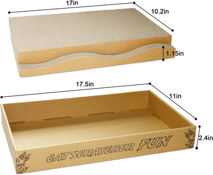 Cat Scratch Pad Cardboard Scratcher Box,2PCS in 1 Scratching Board for Indoor Cats,Reversible
