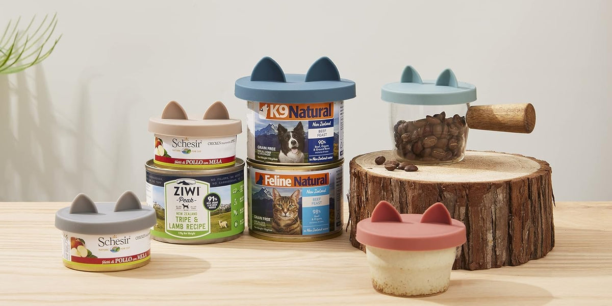 OHMO 2 Pack Cat Food Can Lids, Small Size (3 oz) Silicone Pet Food Can Lids Covers for 3 oz Cat