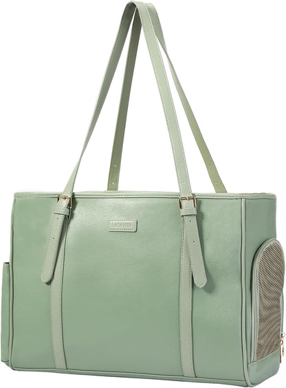 Fashion Dog Purse Pet Carrier Leather Bag for Small Dogs Cats Puppy, Portable Tote Bag Airline