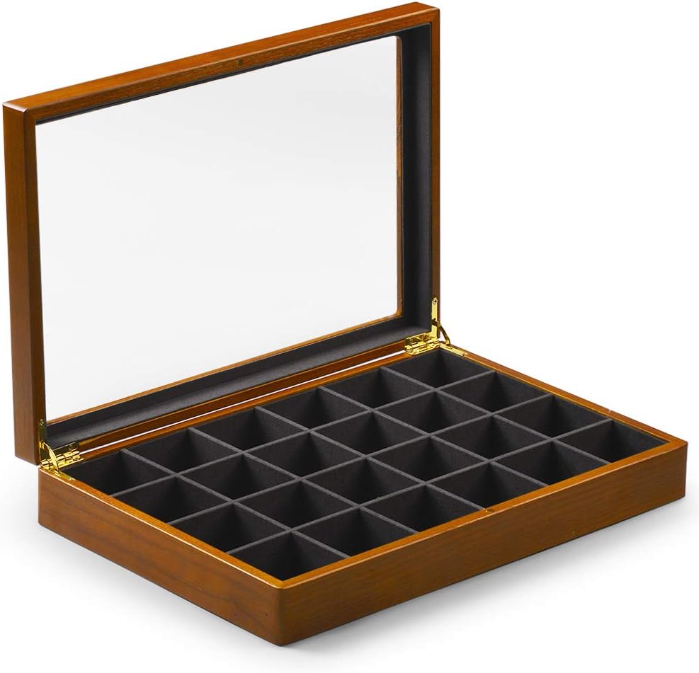 Oirlv Solid Wooden Jewelry Box Rings Earrings Necklaces Display Case with Lid Vintage Jewelry