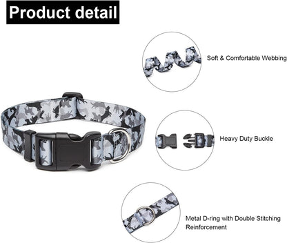 Mercano Adjustable Dog Collar - Special Design Patterns, Soft Nylon Comfortable Sturdy Pet Collar