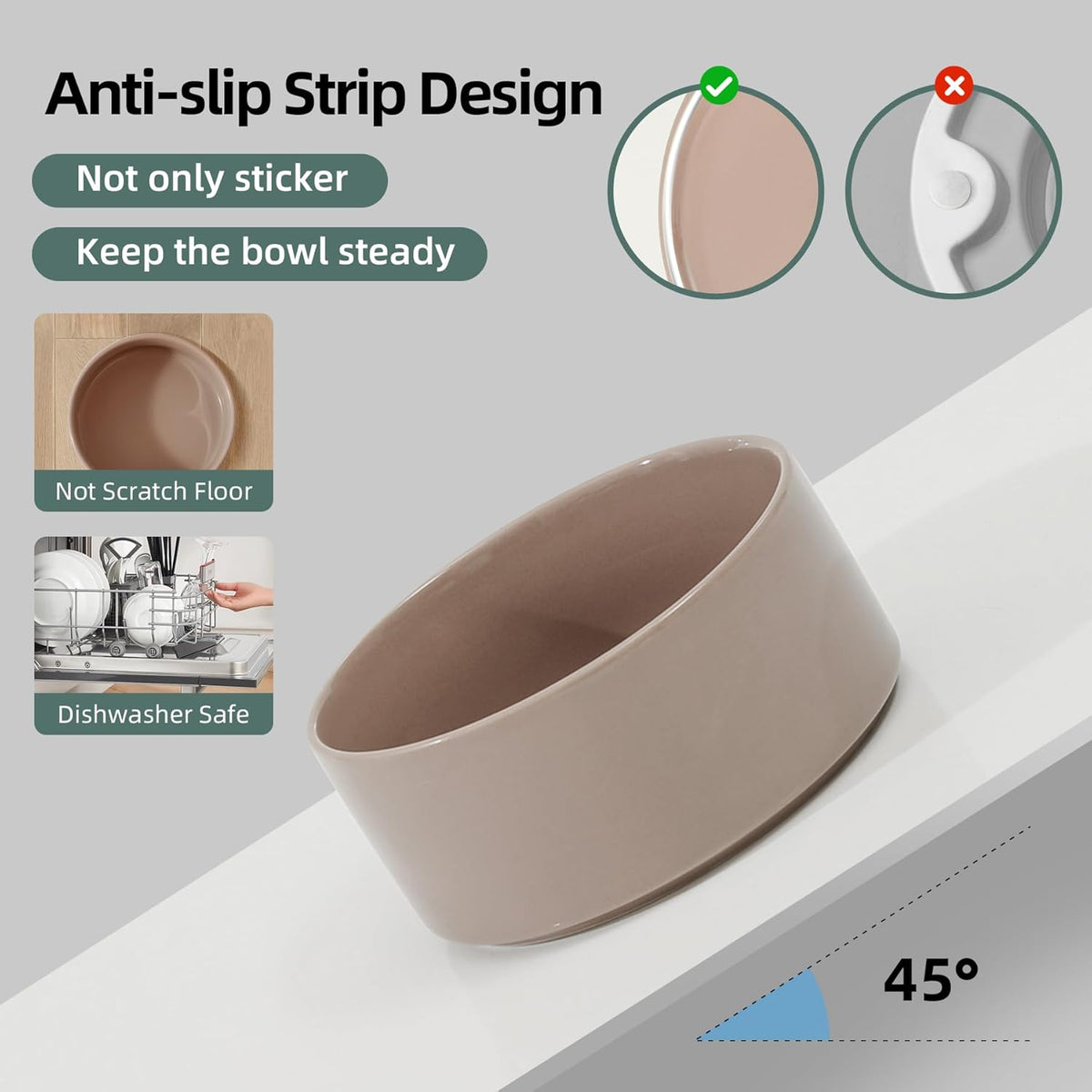 Ceramic 6.1inch Raised Dog Bowl with Stand for Small and Medium Breed Dog Dish Pet Food and Water