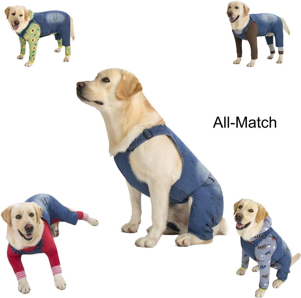 Classic Dog Jeans Overall for Medium Large Dogs,Pet Denim Jumpsuit Onesies Clothes Costumes for