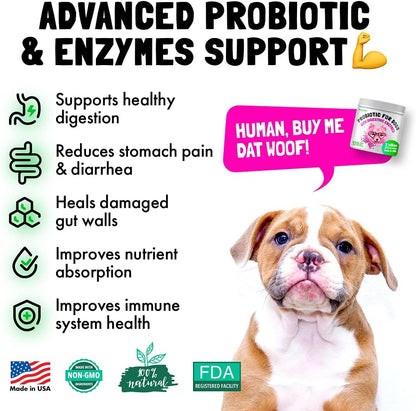 Probiotics for Dogs Natural Digestive Enzymes Prebiotics for Allergy Itch Relief Gut Flora