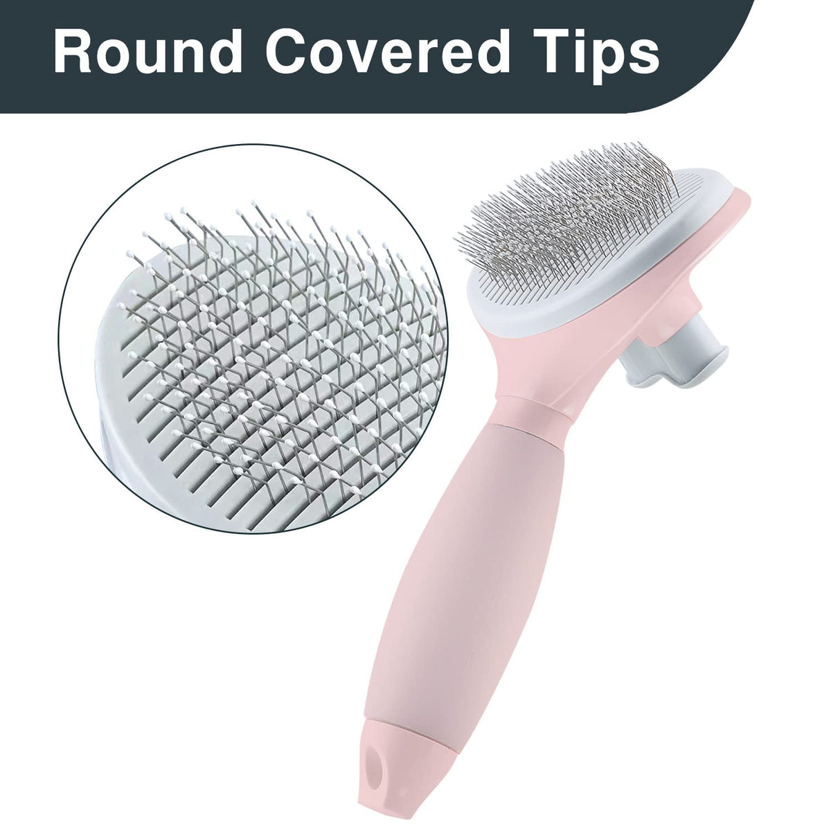 Cat Hair Brush, Soft Silicone Self Cleaning Brush for Short and Long Haired Cats, Pink Pet Grooming