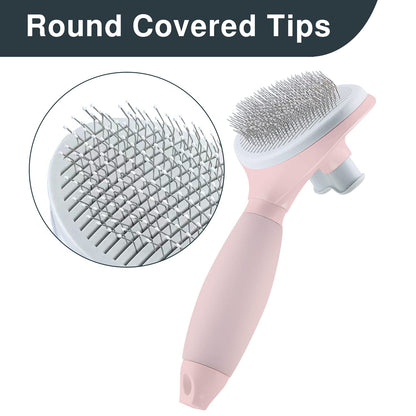 Cat Hair Brush, Soft Silicone Self Cleaning Brush for Short and Long Haired Cats, Pink Pet Grooming