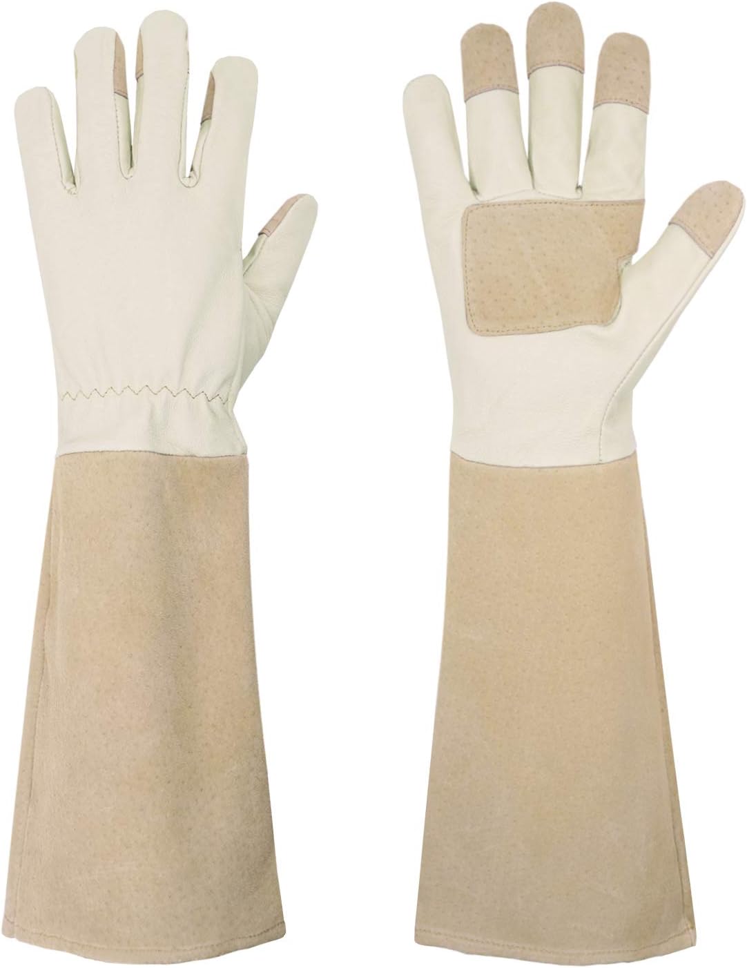 HANDLANDY Pruning Gloves Long for Men & Women, Pigskin Leather Rose Gardening Gloves- Breathable &