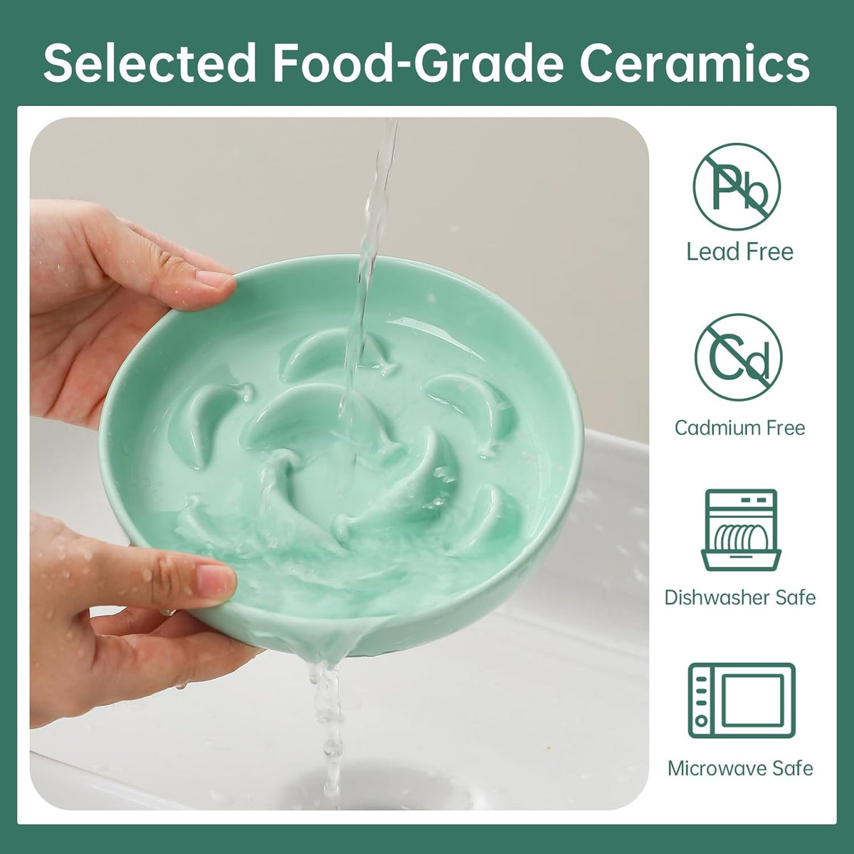 Ceramic Cat Slow Feeder Bowl - Pastel Series Cat Plate for Dry and Wet Food - Cute Maze Feeder Dish