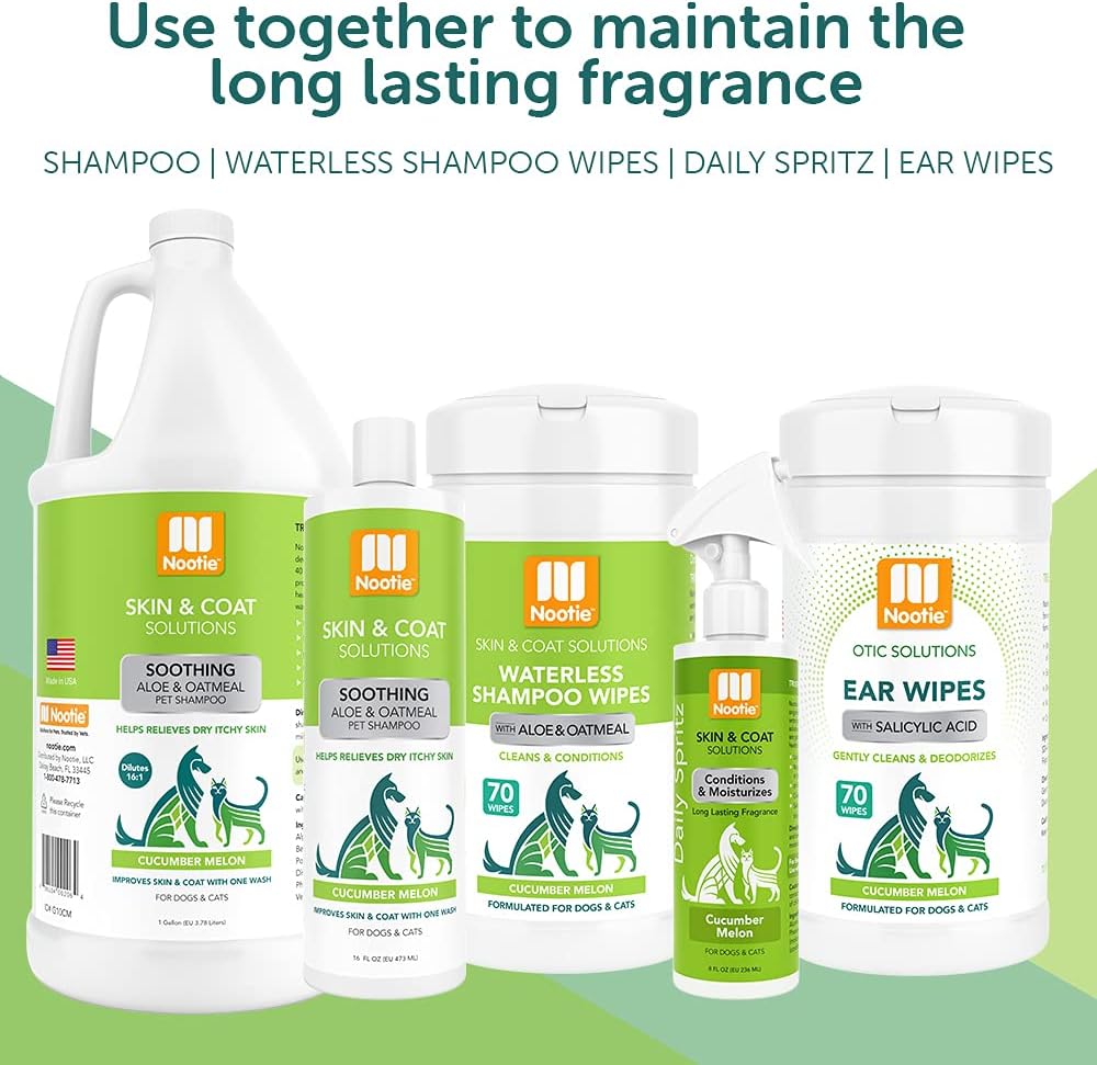 Nootie Aloe&Oatmeal Pet Shampoo for Sensitive Skin-Long lasting Cucumber Melon Shampoo-Helps