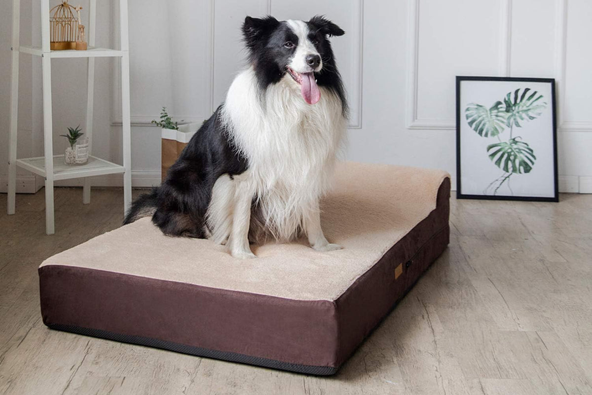 KOPEKS Jumbo Orthopedic Dog Bed - 7-inch Thick Memory Foam Pet Bed with Pillow with Removable Cover