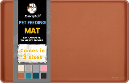 MateeyLife Silicone Cat & Dog Food Mat for Floors Waterproof, Anti-Slip Dog Bowl Mats for Food and