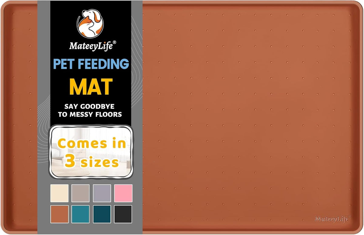 MateeyLife Silicone Cat & Dog Food Mat for Floors Waterproof, Anti-Slip Dog Bowl Mats for Food and