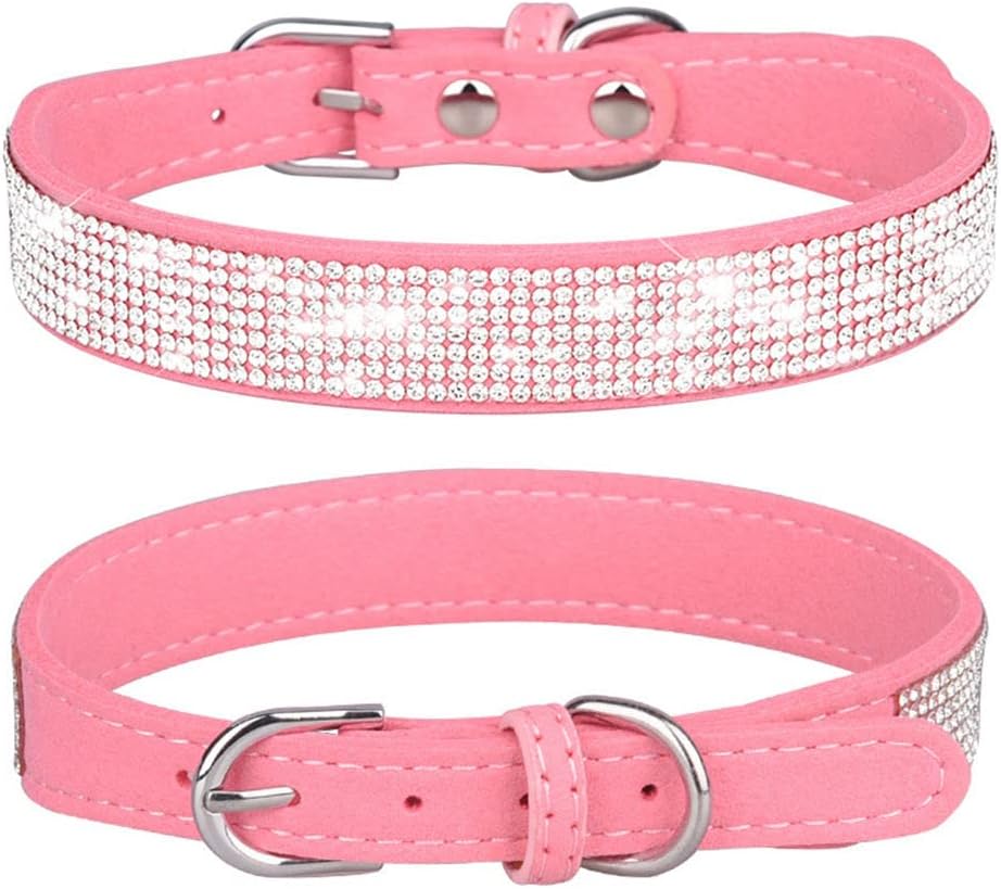 XXS Dog Collar with Rhinestones, Glitter Diamond Fancy Crystal Pretty Jewel Pet Bling Puppy Collars