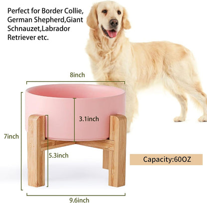 Petygooing Pink Elevated/Raised Ceramic Dog Bowl for Medium and Large Breeds, Dog Food Water Dish
