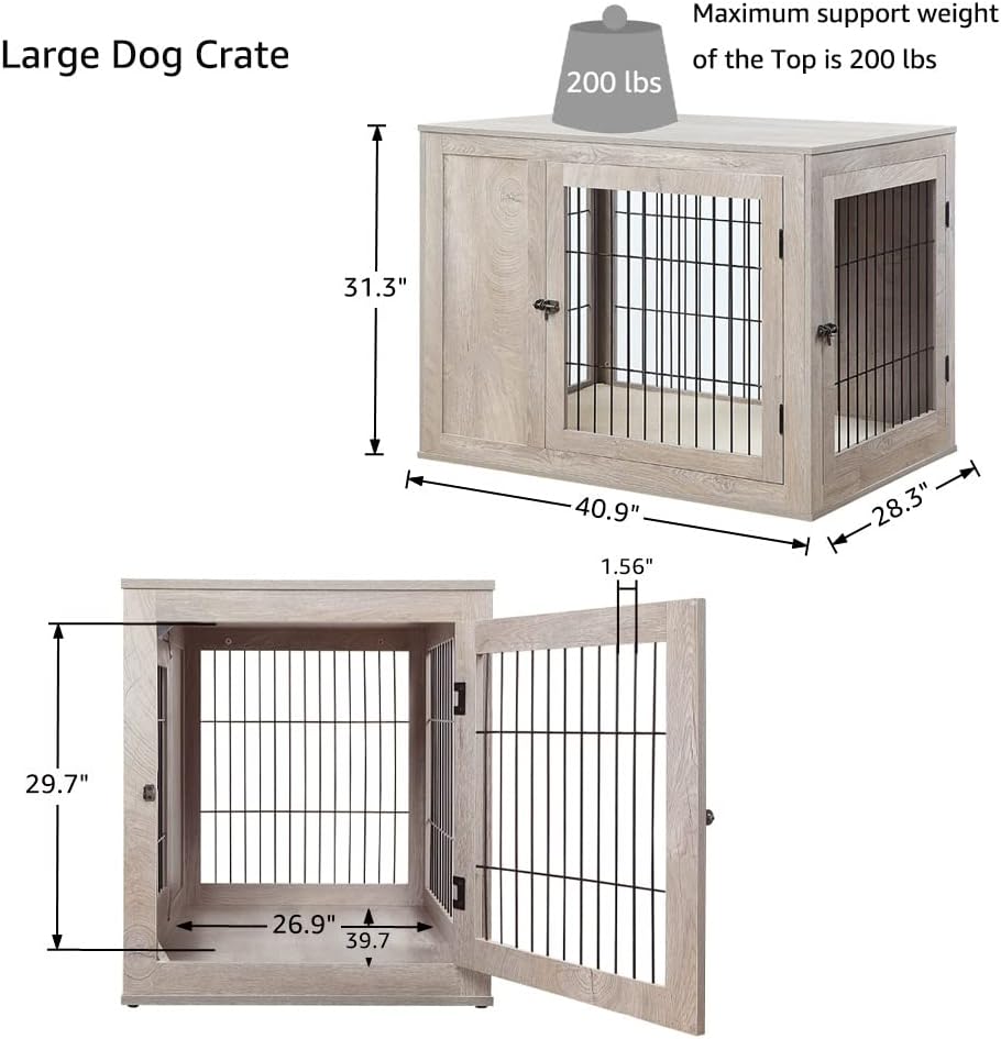 unipaws 41 Inch Furniture Style Dog Crate for Medium Large Dogs, Indoor Aesthetic Dog Stuff Kennel