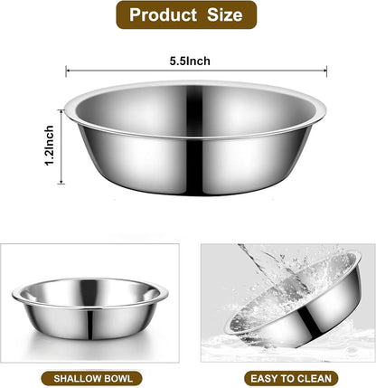 Stainless Steel Raised Cat Food Bowl for 2 Bowls, 5.5-Inch Replaceable Cat Bowl, Pack of 2 （Not fit