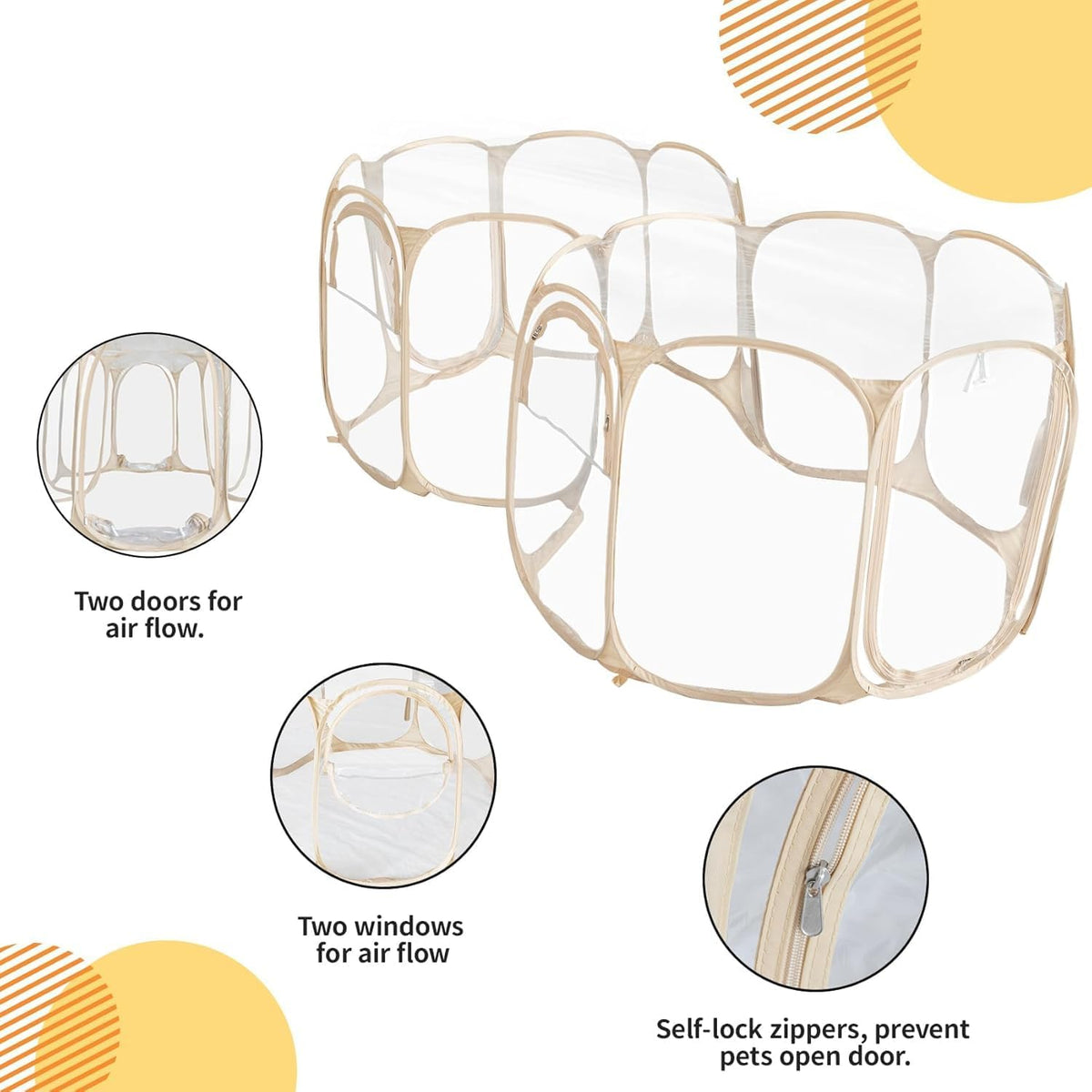 Cold Resistant Cat Playpen PVC Dog Playpen - Portable & Foldable Indoor Outdoor Puppy Playpen