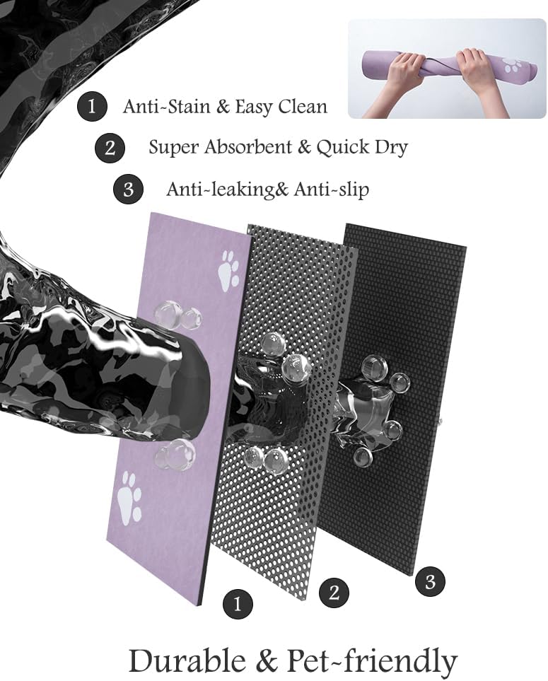 Pet Feeding Mat-Absorbent Dog Mat for Food and Water Bowl-No Stains Quick Dry Water Dispenser