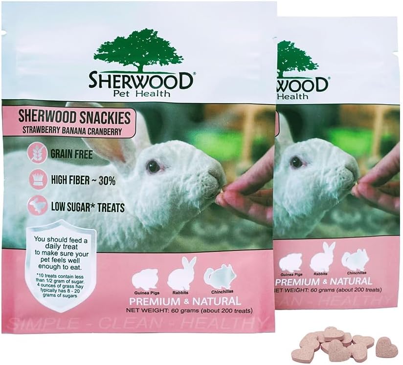 Sherwood Pet Health Snackies for Chinchillas, Rabbits & Guinea Pigs, Grain-Free, Real Fruit, Low