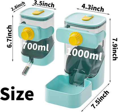 PODOO Rabbit Food Water Dispenser, 24oz No Drip Bunny Water Feeder, 34oz Large Hanging Automatic
