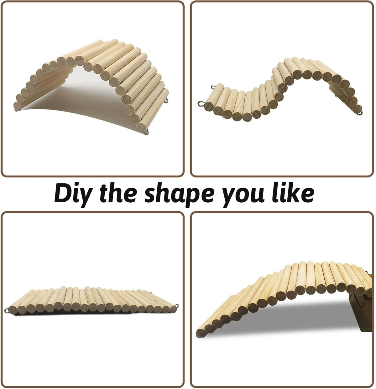 Hamiledyi 11.37 X 5.9 Inches Hides for Tortoises Wood Bendy Bridge Reptile Hide Climbing Ladder