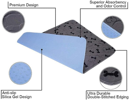 Washable Dog Pee Pads with Free Grooming Gloves,Non Slip Dog Mats with Great Urine