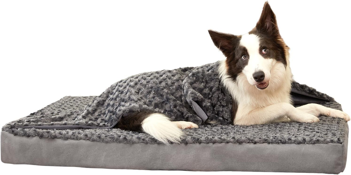 Orthopedic Memory Foam Bed for Large Dogs, Waterproof Cooling Pet Mats for Crate with Removable