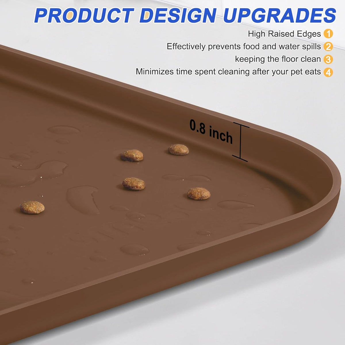 Silicone Pet Feeding Mat with Raised Edge for Food and Water, Dog Bowl Mats, Cat Bowls Placemat