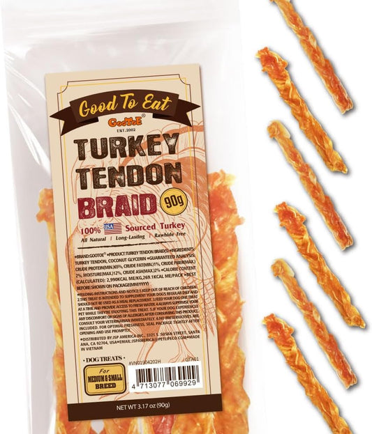Gootoe Turkey Tendon Dog Treats – 100% USA-Sourced, Natural Snack, Premium Training Chews