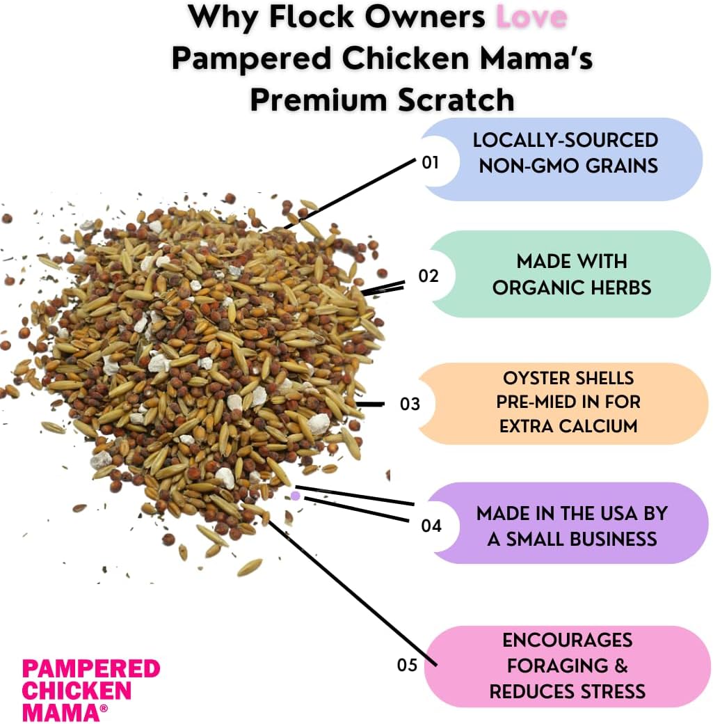 Pampered Chicken Mama Backyard Feed - Premium Scratch Treat - High Protein & Calcium All-Natural