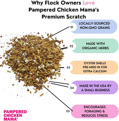 Pampered Chicken Mama Backyard Feed - Premium Scratch Treat - High Protein & Calcium All-Natural