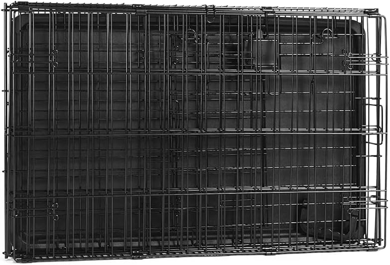 Amazon Basics Durable, Foldable, Collapsible, Portable Metal Wire Dog Crate with Tray, Single Door