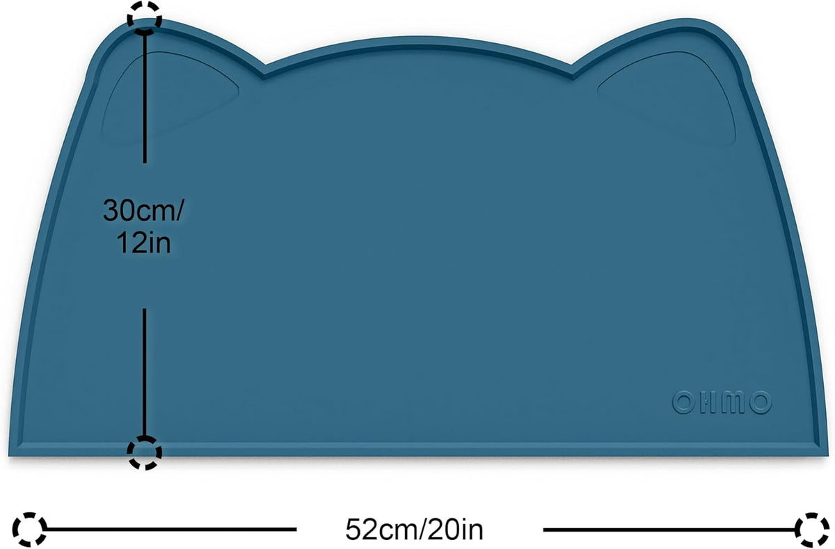OHMO - Cat Food Mat, Silicone Pet Feeding Mat for Floor Non-Skid Waterproof Dog Water Bowl Tray