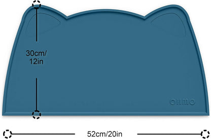 OHMO - Cat Food Mat, Silicone Pet Feeding Mat for Floor Non-Skid Waterproof Dog Water Bowl Tray