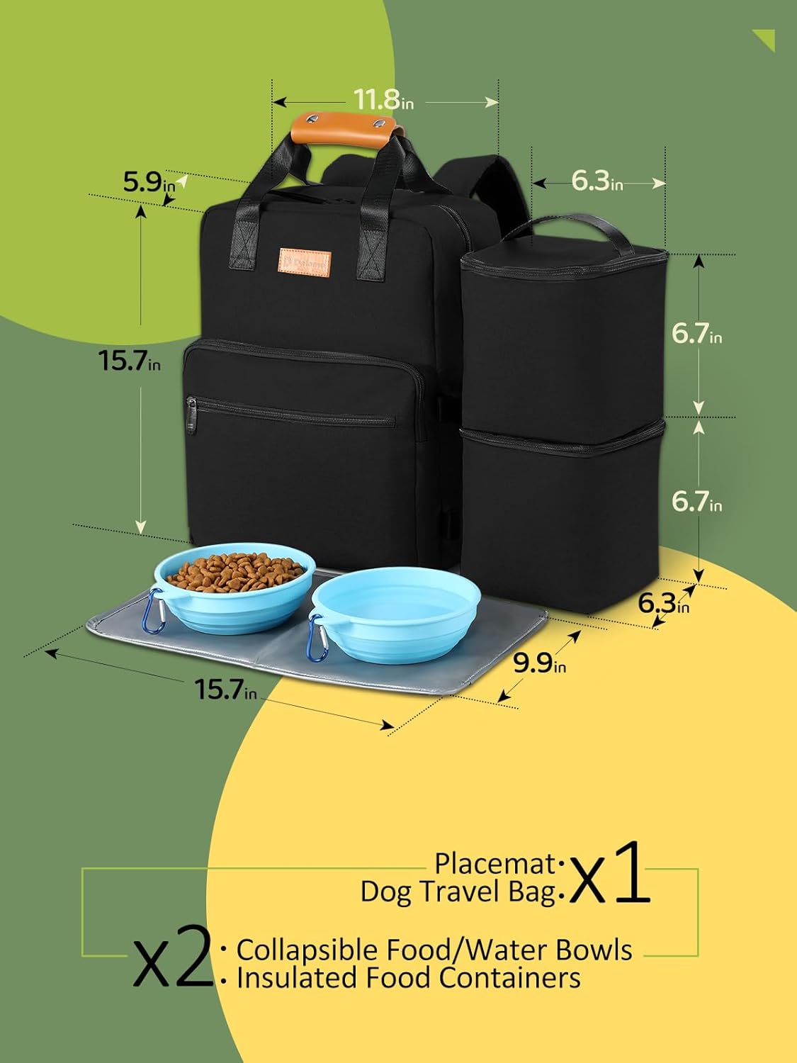 Dog Travel Bag, 25L Airline Approved Dog Travel Backpack for Pet Travel Accessories with 2 Food