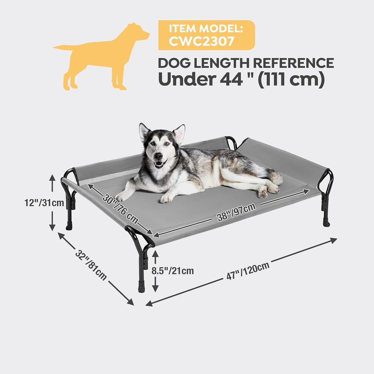 Veehoo Cooling Elevated Dog Bed, Raised Pet Cot with Guardrail & Slope Headrest, Durable Breathable