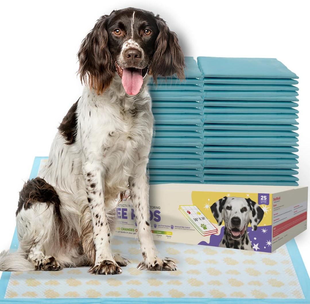 PETSWORLD Giant Dog Potty Pads, Odor-Eliminating, 36" x 36", Ultra Absorbent 5-Layer Leak-Proof