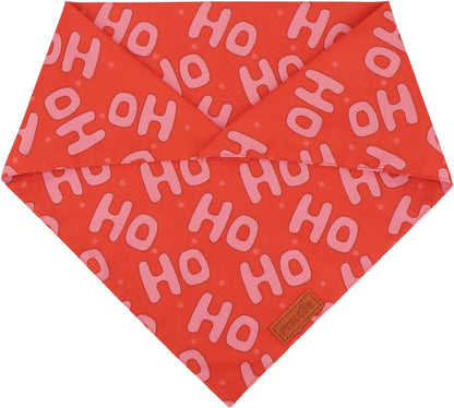 PTDECOR Christmas Dog Bandana, Xmas HOHO Santa Design Reversible Holiday Dog Scarf, Triangle