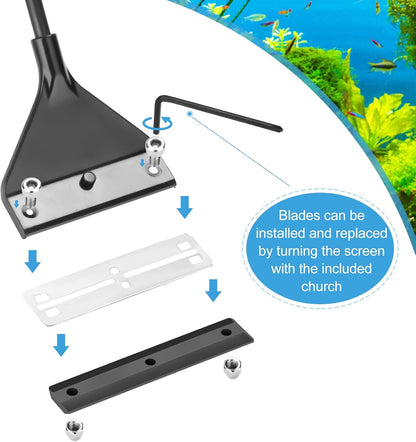 Algae Scraper for Glass Aquarium,Aquarium Razor Scraper with 10 Replaceable Blades,Aquarium